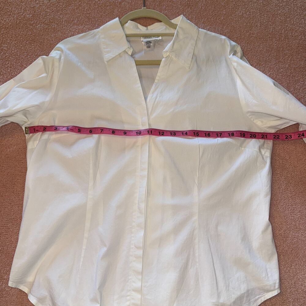 Coldwater Creek Womens White Button Up Shirt Size XL Cotton Stretch Career Work - Picture 8 of 9